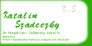 katalin szadeczky business card